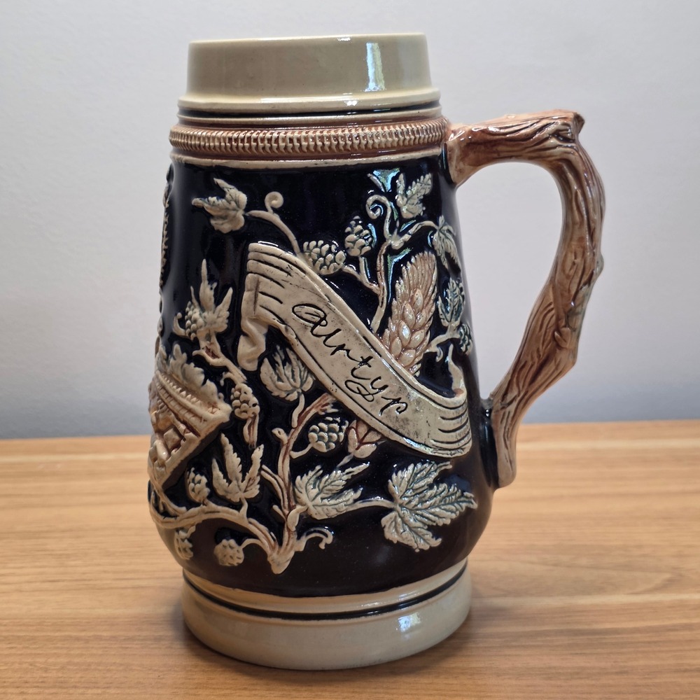 Vintage Altmeister Urtyp Hand Painted German Stoneware Beer Stein No Lid
